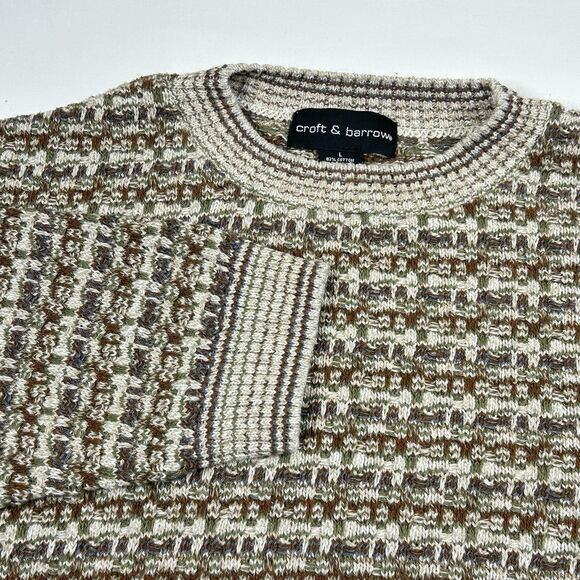 croft & barrow Other - Vtg Croft & Barrow Sweater Mens Large Beige Cream Knit Pullover USA Grandpa Dad